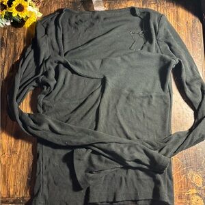 Black Y2K Long Sleeve Ribbed Top